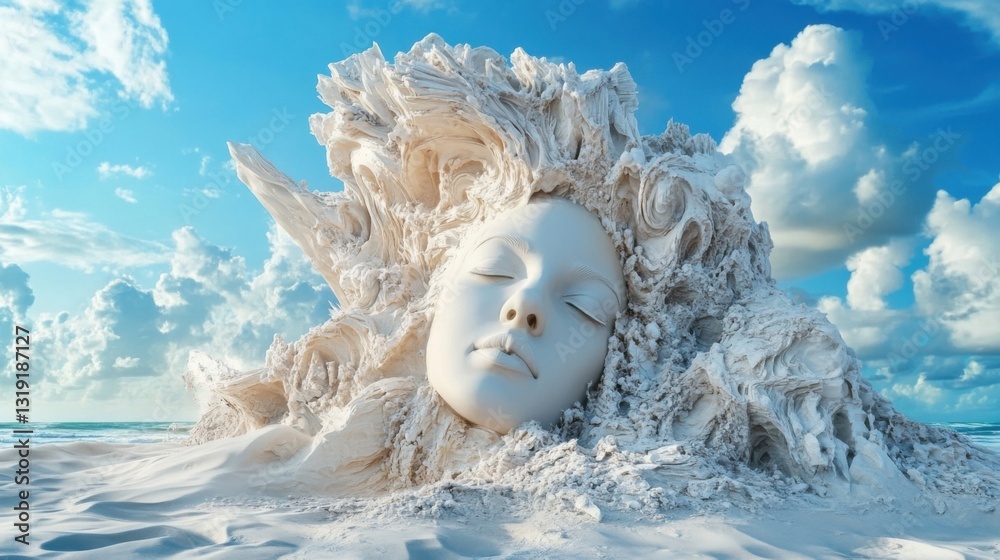 Obraz premium a woman's face is buried in the sand