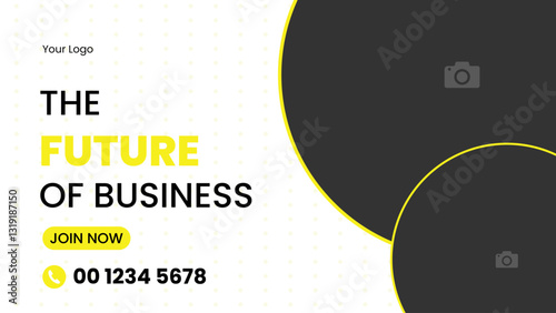 Editable Simple Business Conference Invitation with Geometric Design and Speaker Photo Area