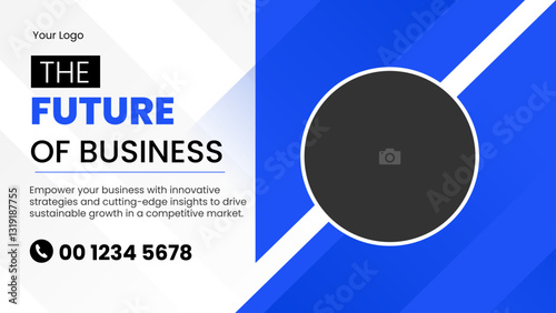 Editable Simple Business Conference Invitation with Geometric Design and Speaker Photo Area