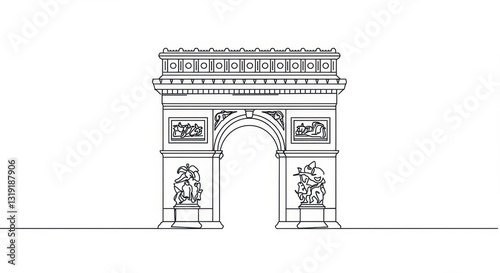 Simplified Line Drawing of the Arc de Triomphe