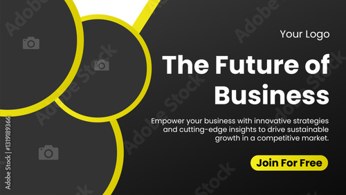 Editable Simple Business Conference Invitation with Geometric Design and Speaker Photo Area