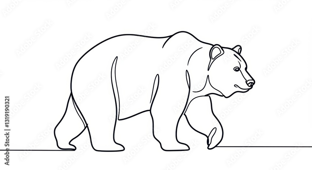 Obraz premium Simplified Line Drawing of a Bear