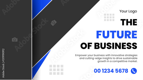 Editable Simple Business Conference Invitation with Geometric Design and Speaker Photo Area