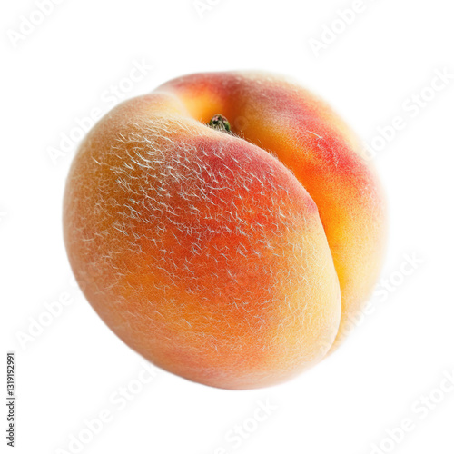 Ripe Peach with Fuzzy Skin on White Background Transparent PNG Background