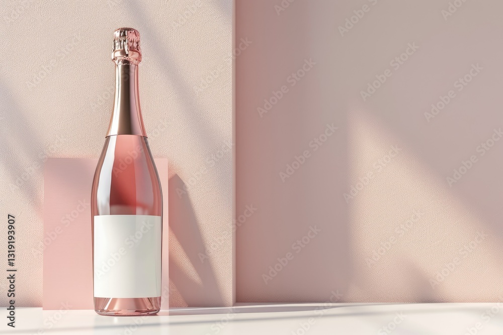 Vibrant Color Visual of Champagne Bottle Mockup and Standing Card Vibrant Color Visual of Champagne Bottle Mockup and Standing Card