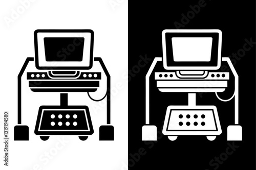 Simple Ultrasound Device Icon High-Quality Black and White Silhouette Vector.