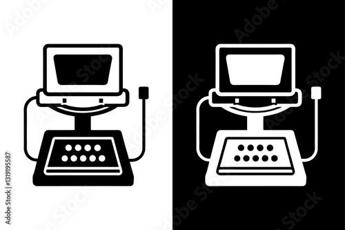 Simple Ultrasound Device Icon High-Quality Black and White Silhouette Vector.
