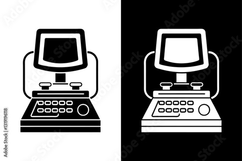 Simple Ultrasound Device Icon High-Quality Black and White Silhouette Vector.