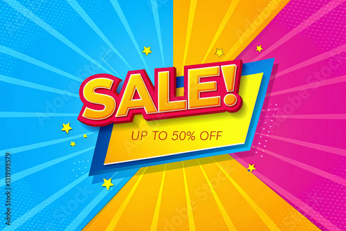 Sale up to 50% off in vibrant colors and bold design
