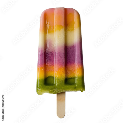 Colorful Layered Popsicle on Transparent PNG Background photo