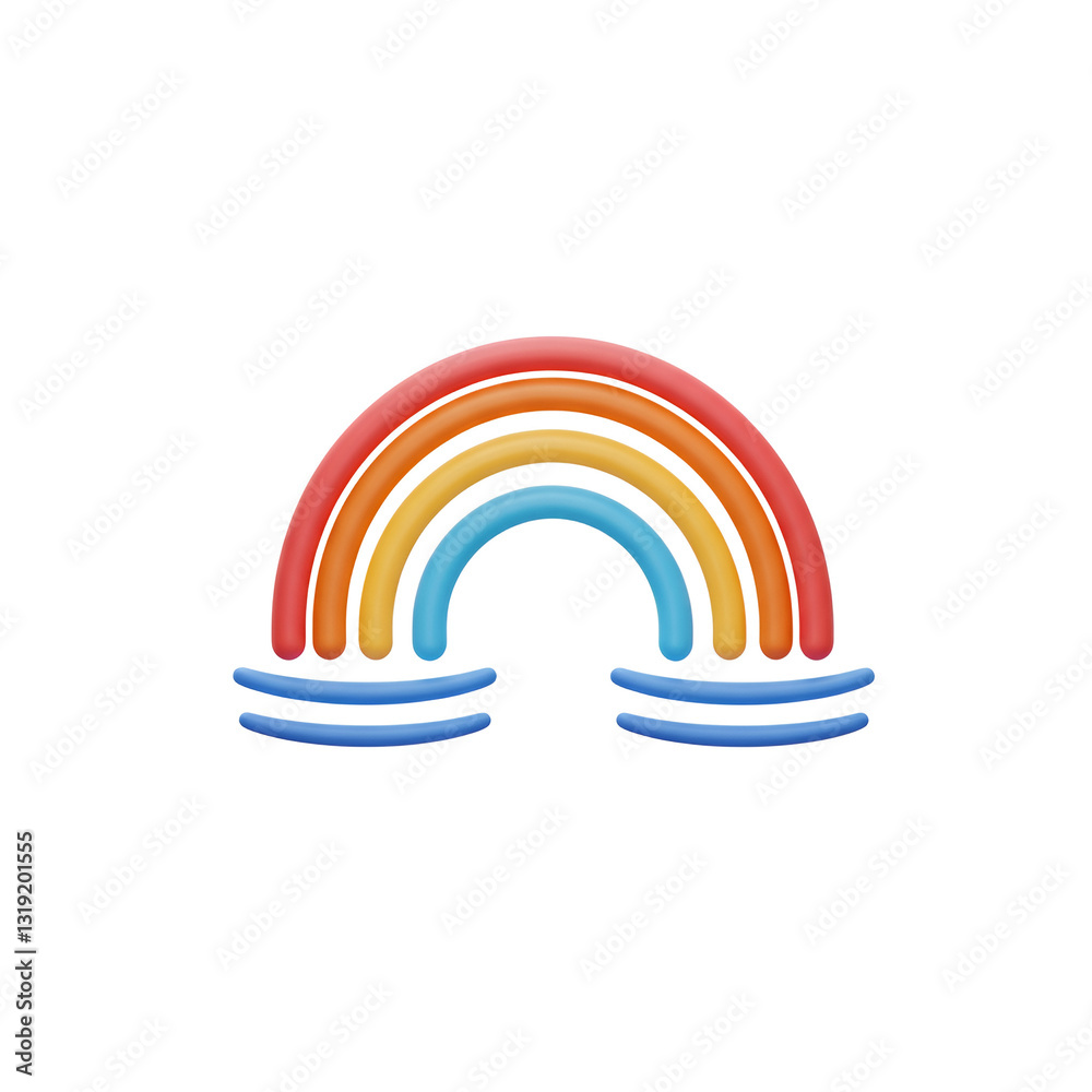 Fototapeta premium Curved Rainbow Reflection Line Icon with Water Ripples