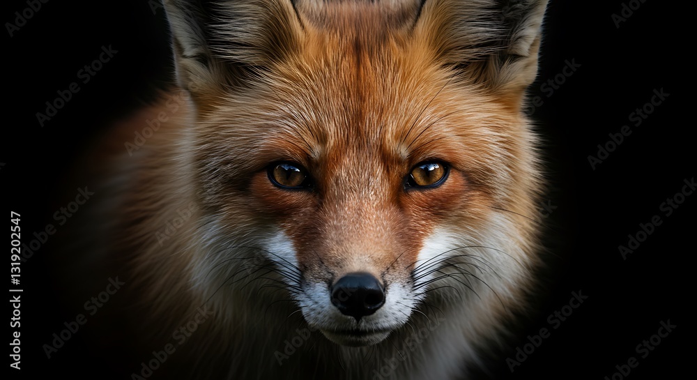Detailed portrait of a red fox - Focused gaze and natural beauty - For wildlife publications or nature documentaries