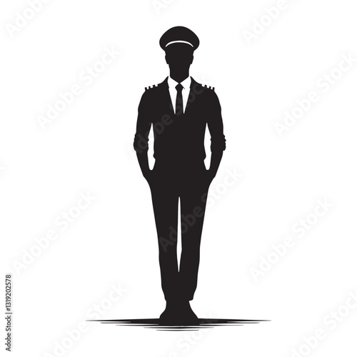 Helicopter Pilot silhouette, soaring above landscapes - Pilot illustration - Minimalist Pilot vector - Profession silhouette
