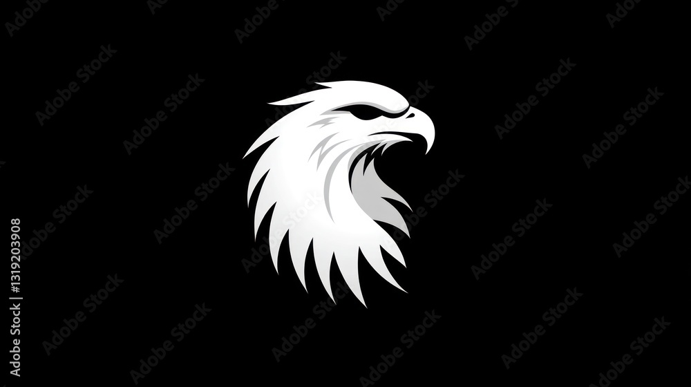 Obraz premium Majestic eagle head profile, dark background, wildlife symbol, logo design