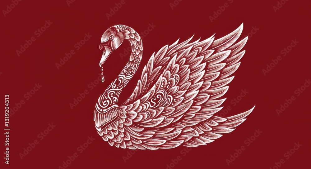 Fototapeta premium Graceful Swan in Chinese Paper Cut