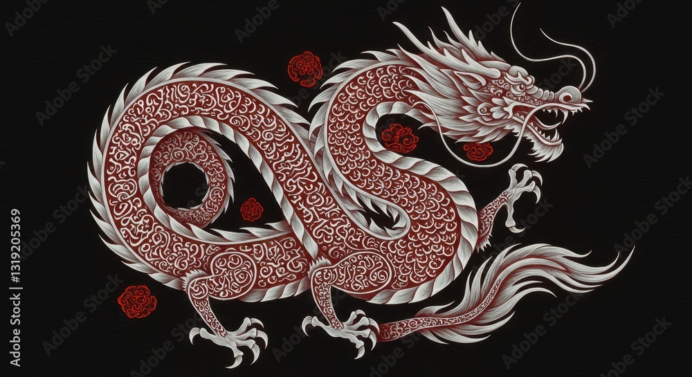 Obraz premium Mystical Dragon in Chinese Paper Art