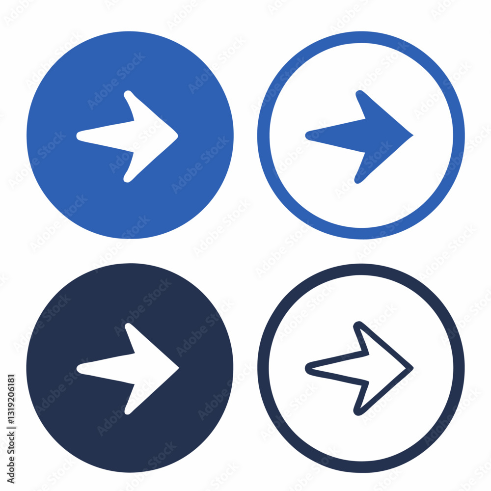 Right Arrow Circles Multiple Colours Set vector illustration Right Arrow Circles Multiple Colours Set vector illustration