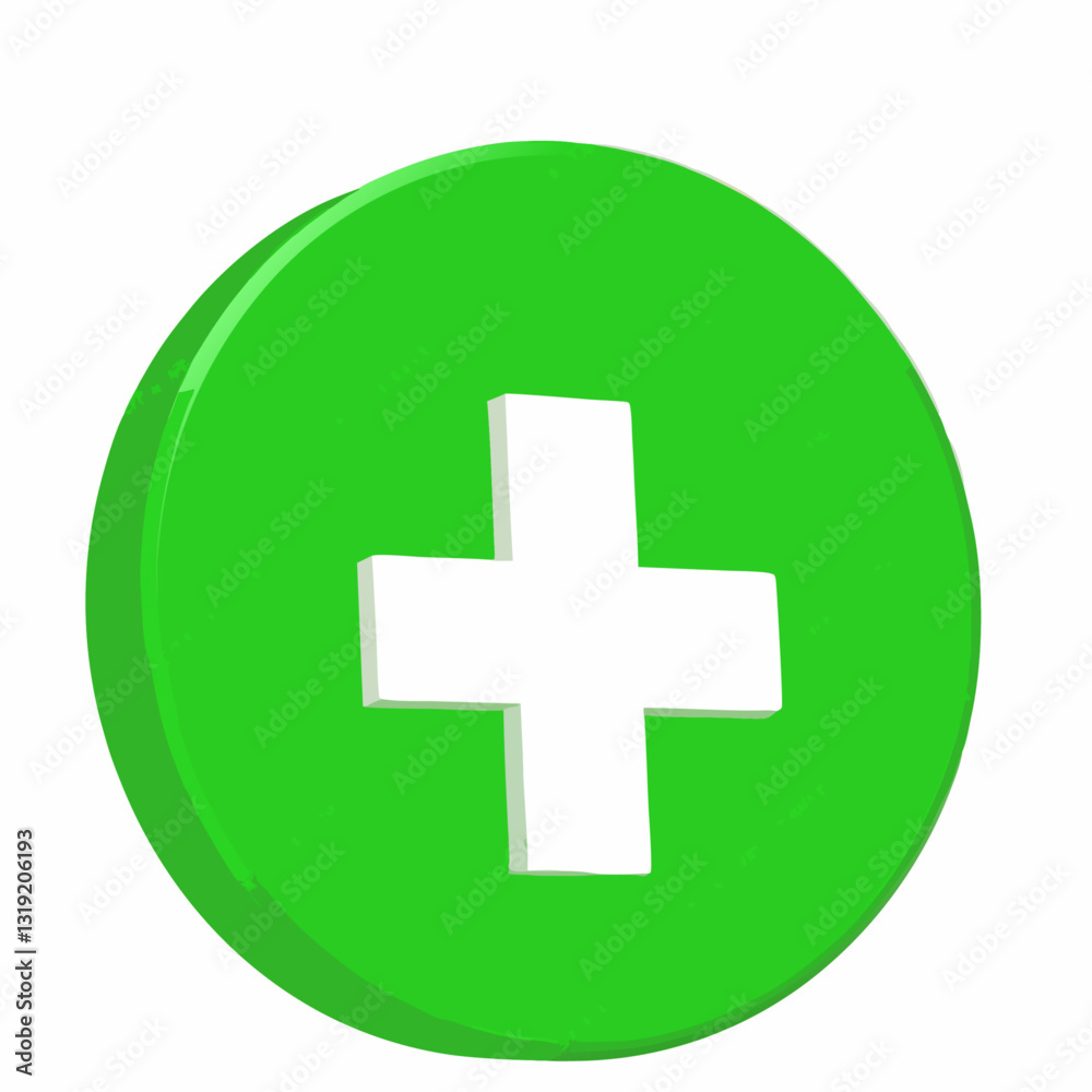 rendering 3D illustration Green cross icon isolated white background rendering 3D illustration Green cross icon isolated white background