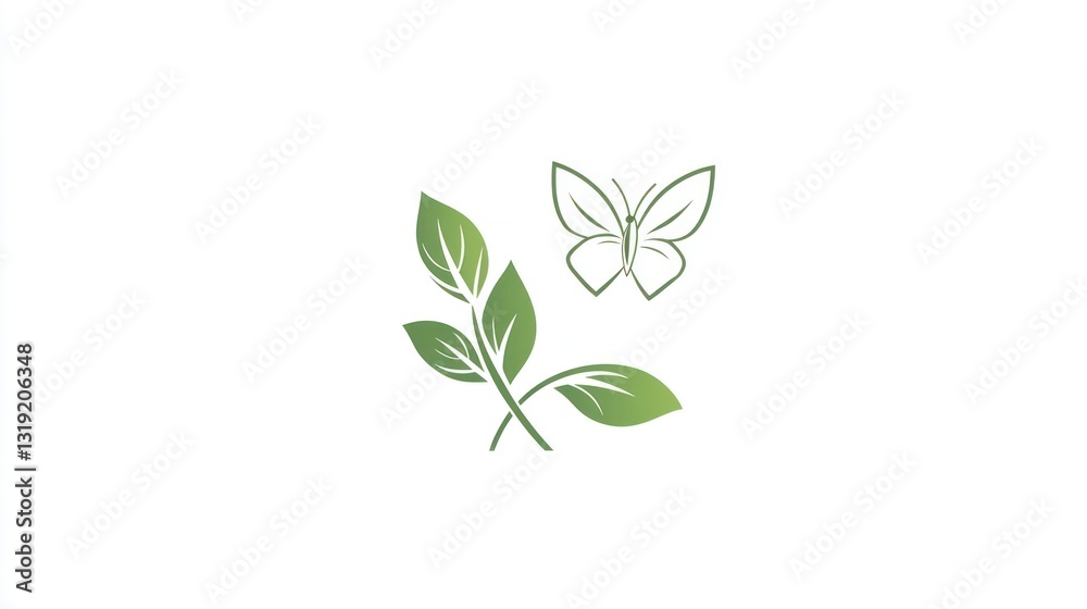 Abstract design of leaves and butterfly, nature theme, background for eco friendly product Abstract design of leaves and butterfly, nature theme, background for eco friendly product