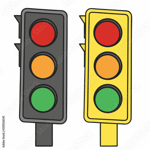 Traffic Light Black And Yellow vector illustration