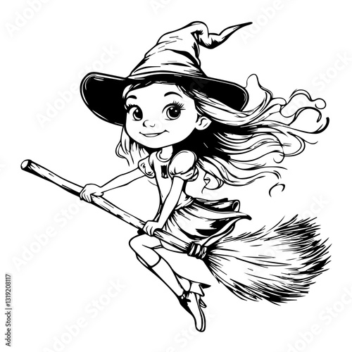 Creative Witch Silhouette Art for Halloween - Hand-Drawn Halloween Design
