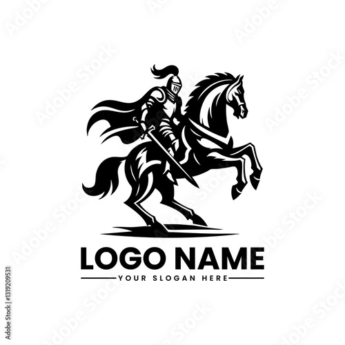 knighriding horse logo vector Knight Riding Horse Vector Logo | Medieval Warrior Emblem | Historic Cavalry Illustration
