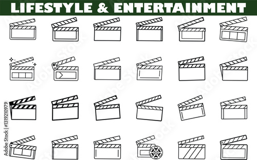 Filmmaking Clapperboard Icons Lifestyle Entertainment Production Graphics