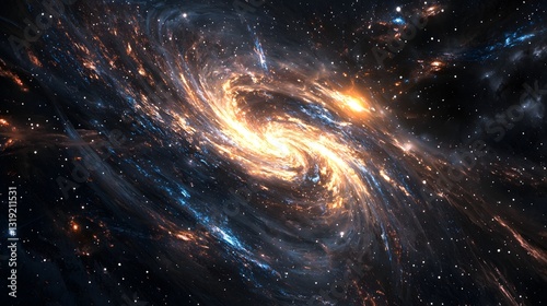 Fototapeta Naklejka Na Ścianę i Meble -  97. A galactic river of dark energy flowing through interstellar space, symbolizing the essence of creation