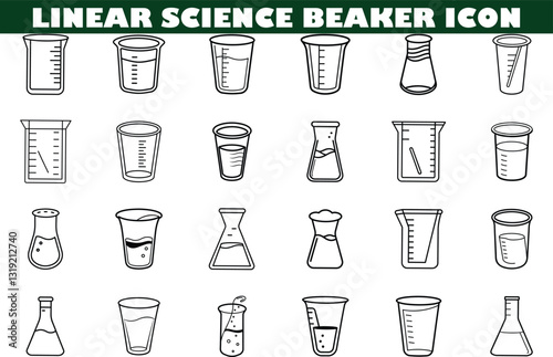 Linear Science Beakers, Flasks, Cups, and Labware Icons