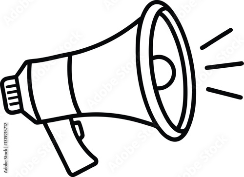 megaphone line art vector, hand holding megaphone silhouette vector illustration