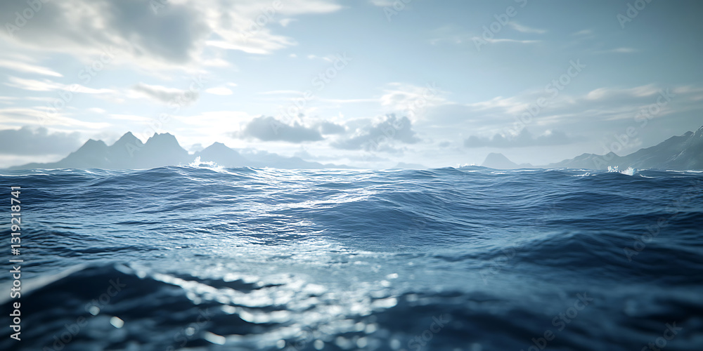 Close-Up of Rippling Ocean Waves with Deep Blue Tones for Marine Serenity, Water Motion, or Coastal Beauty