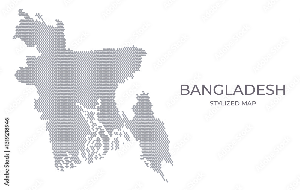 Obraz premium Stylized map of the Bangladesh made from hexagons