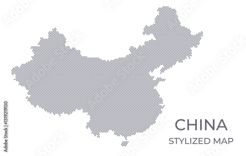 Stylized map of the China made from hexagons