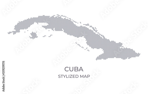 Stylized map of the Cuba made from hexagons