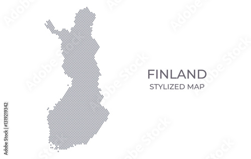 Stylized map of the Finland made from hexagons