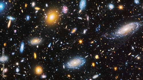 21. A celestial expanse with gravitational waves shaping the galaxies, portraying the cosmic inception