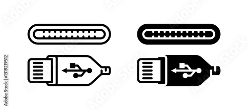 usb icon set flat vecktor trendy popular simple