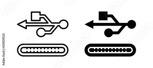 usb icon set flat vecktor trendy popular simple