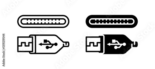 usb icon set flat vecktor trendy popular simple