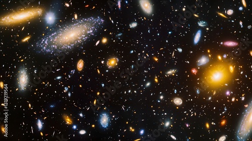 21. A celestial expanse with gravitational waves shaping the galaxies, portraying the cosmic inception