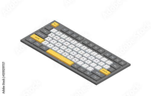 Vector isometric illustration of a gaming keyboard