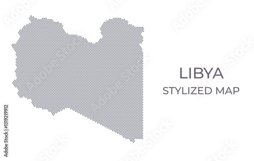 Stylized map of the Libya made from hexagons