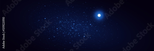 Starry sky with moon.Moon and stars.Space.Vector.EPS 10.