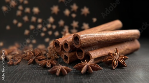 Aromatic Cinnamon Sticks And Star Anise, A Warm Autumnal Spice Blend, Create A Comforting And Inviting Visual With Rich Brown Tones And A Softly Blurred Background