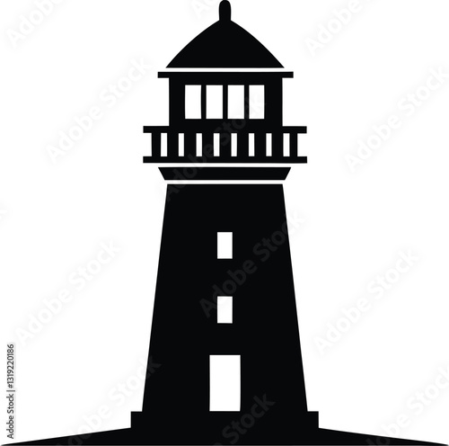 lighthouse tower silhouette, lighthouse tower icon vector design