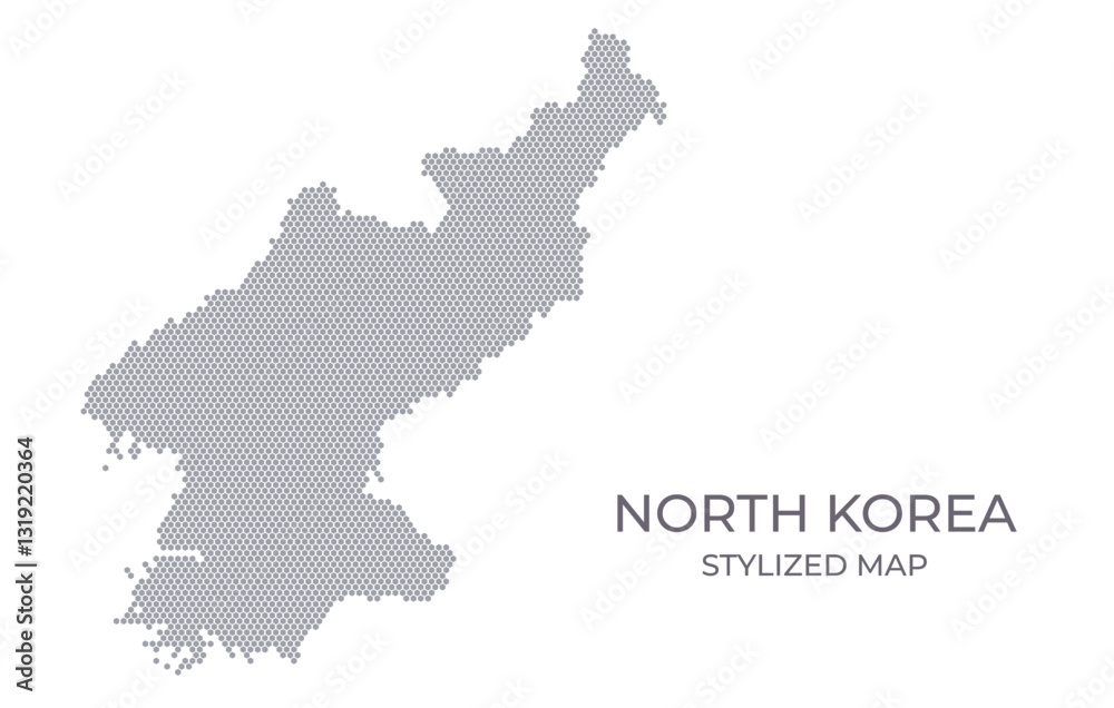 Obraz premium Stylized map of the North Korea made from hexagons