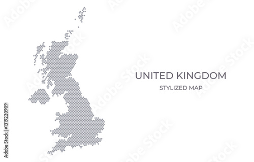 Stylized map of the United Kingdom made from hexagons