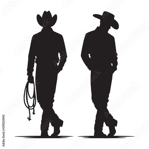 Rugged Rancher silhouette, a true embodiment of strength - Rancher illustration - Minimalist Rancher vector - Profession silhouette

