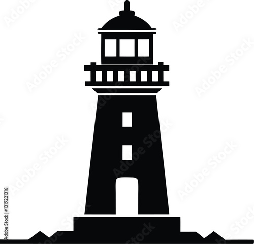 lighthouse tower silhouette, lighthouse tower icon vector design