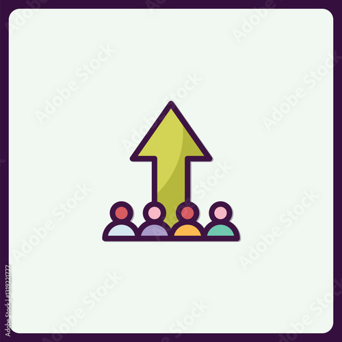 Team ascension icon for business growth and collaborative teamwork concept